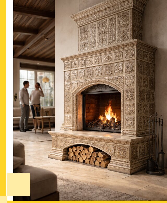 Купить изразцовый камин в Еманжелинске от 256775 р. | ЭриданМнж