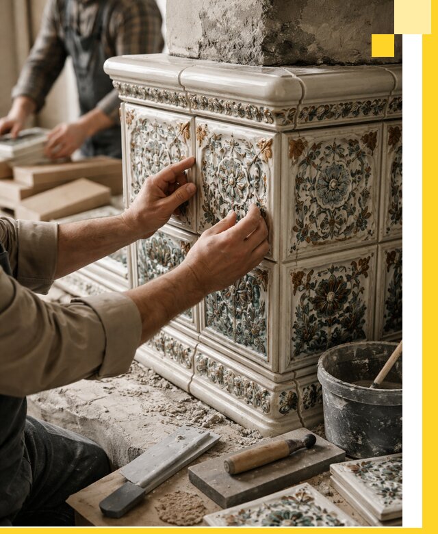 Изразцовые камины под ключ в Еманжелинске: проект и монтаж