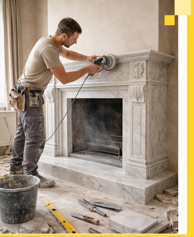 Изготовление и установка мраморных каминов в Еманжелинске под ключ