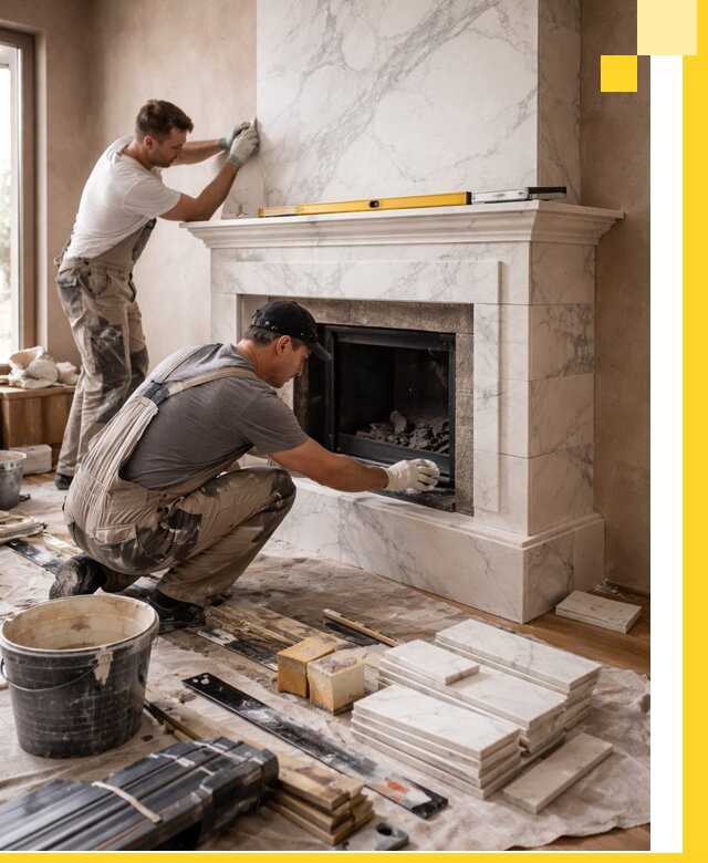 Отделка каминов в Еманжелинске качественные облицовочные работы