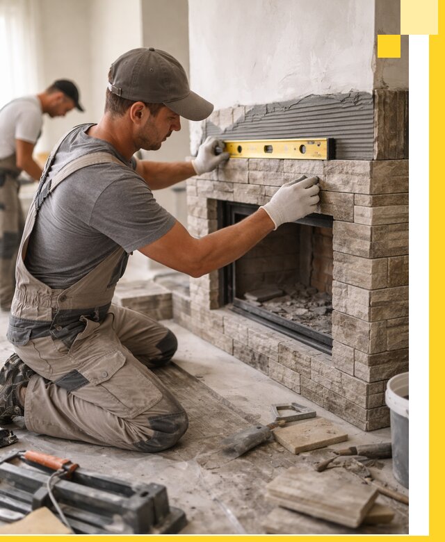 Облицовка каминов в Еманжелинске, монтаж и отделка натуральным камнем