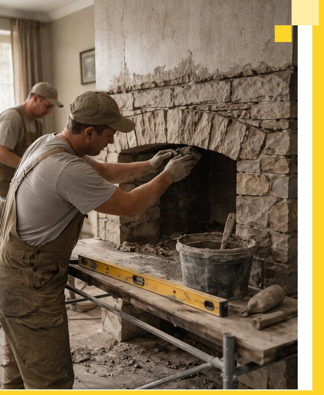 Изготовление каминов под ключ в Еманжелинске, монтаж и отделка