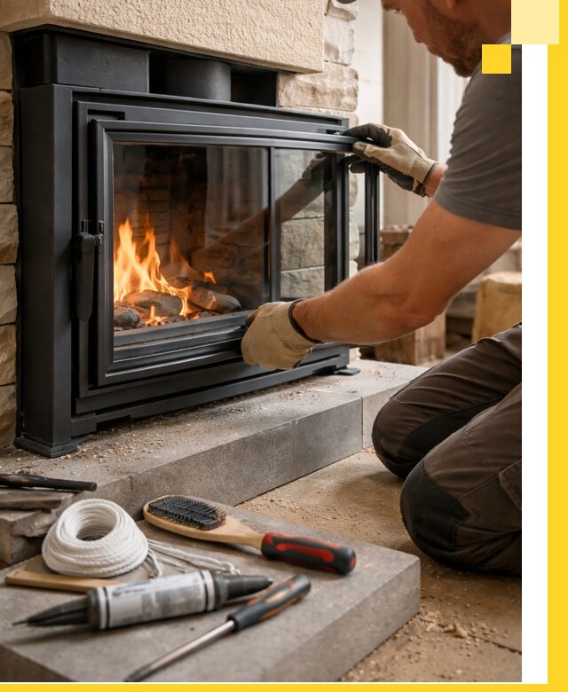 Производство, монтаж и доставка каминов со стеклом в Еманжелинске