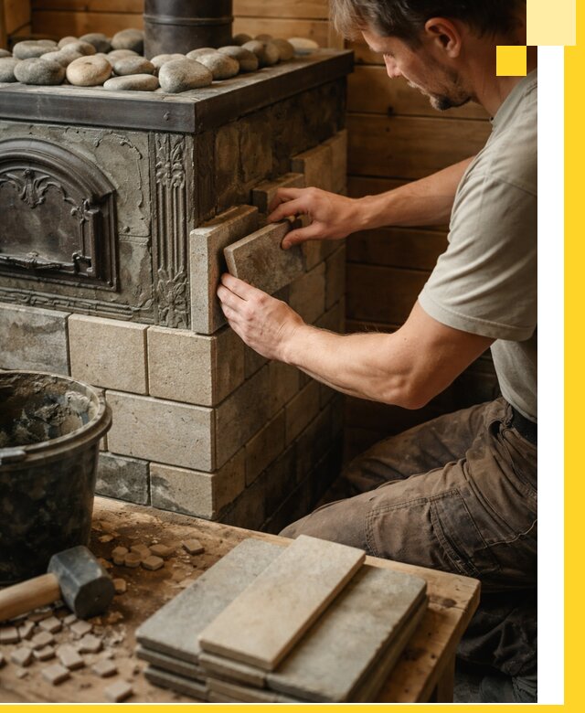 Облицовка банных печей в Еманжелинске профессиональная отделка