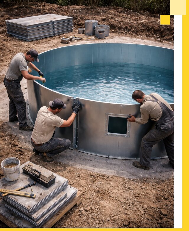 Круглые бассейны под ключ в Еманжелинске проектирование и монтаж