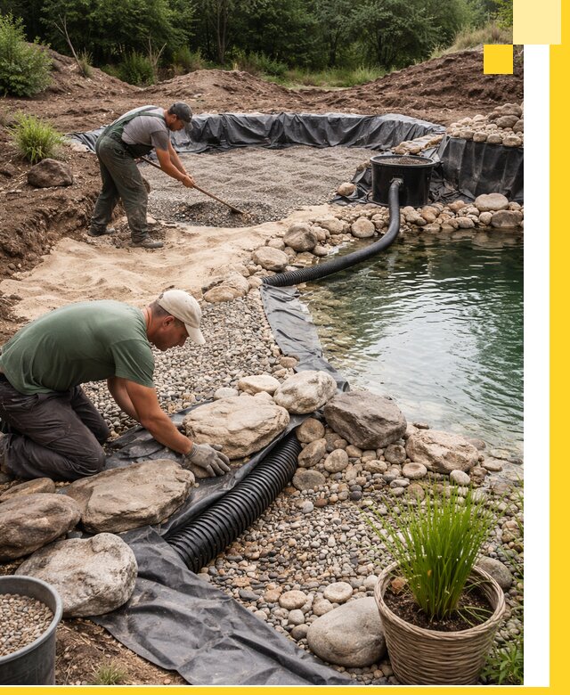 Строительство природных бассейнов и озер в Еманжелинске под ключ