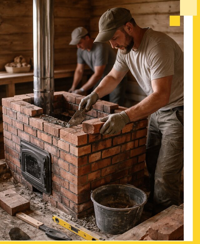 Кирпичные печи для бани под ключ в Еманжелинске, проект и монтаж