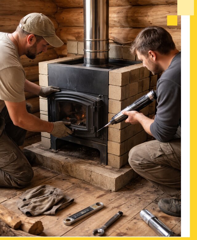 Монтаж и установка печи в бане под ключ с гарантией в Еманжелинске