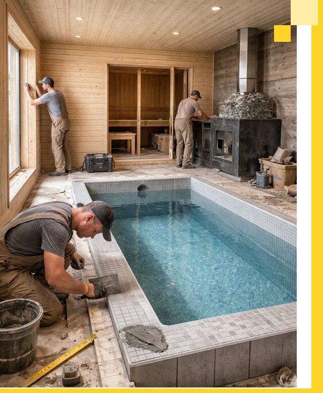 Проект бани с бассейном и сауной в Еманжелинске под ключ