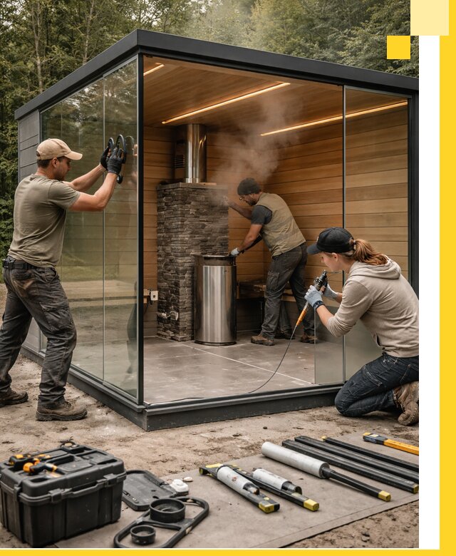 Проектирование и строительство стеклянных бань в Еманжелинске