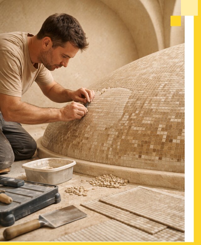 Профессиональная укладка мозаики для хамама под ключ в Еманжелинске